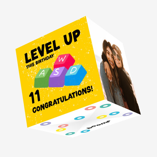 Level Up This Birthday Happy 11th Birthday Confetti-exploding Greetings Card