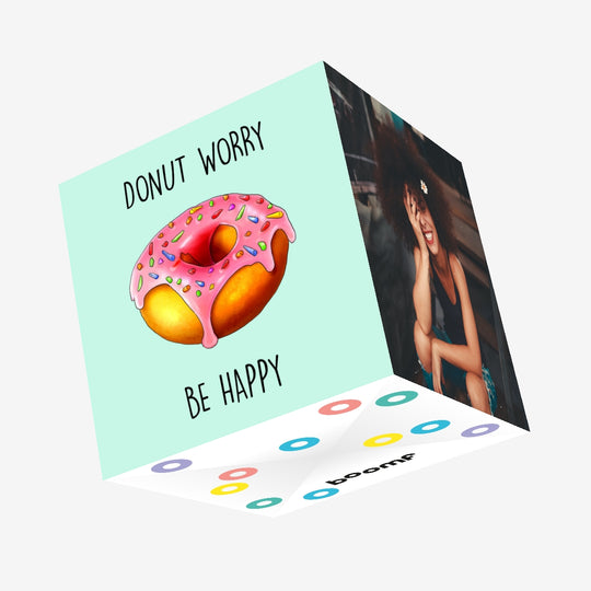 Donut worry be happy Confetti-exploding Greetings Card