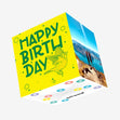 Yellow Flying Bird Happy Birthday Confetti-exploding Greetings Card
