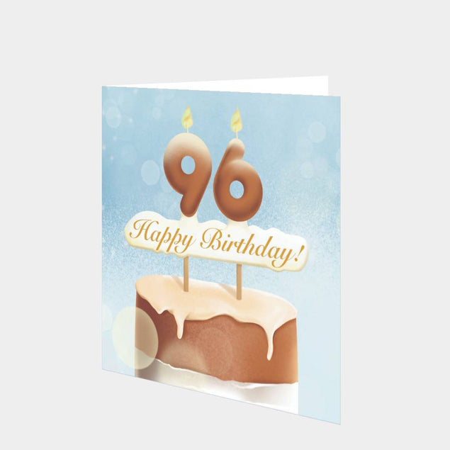 96th Happy Birthday Cake Card