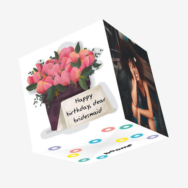 Flowers Bouquet Happy Birthday Bridesmaid Confetti-exploding Greetings Card