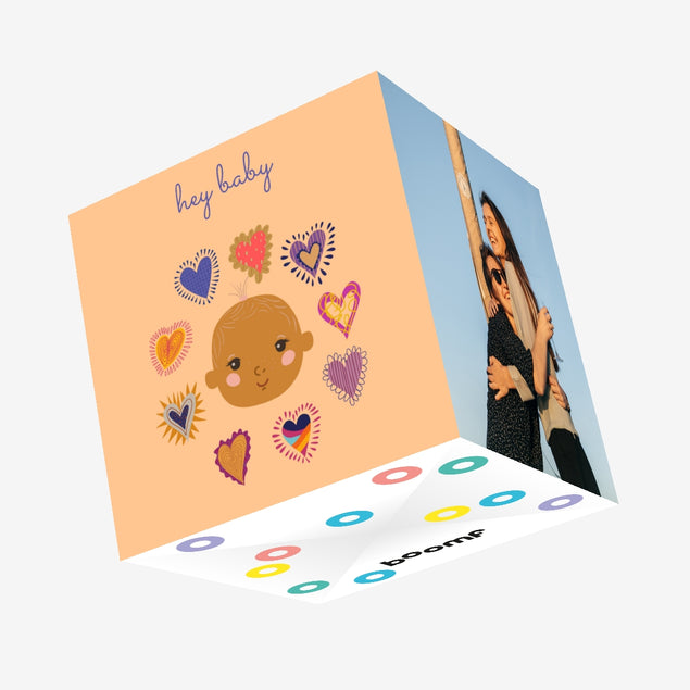 Cute Baby And Little Hearts New Baby Confetti-exploding Greetings Card
