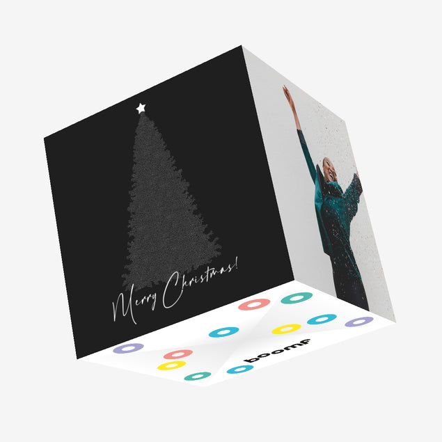 Black And White Merry Christmas Confetti-exploding Greetings Card