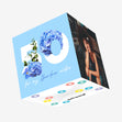 Simple Floral Blue Happy 50th Birthday Sister Confetti-exploding Greetings Card