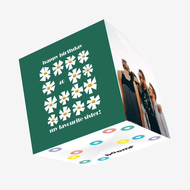 Graphic Chamomiles Happy 40th Birthday Sister Confetti-exploding Greetings Card