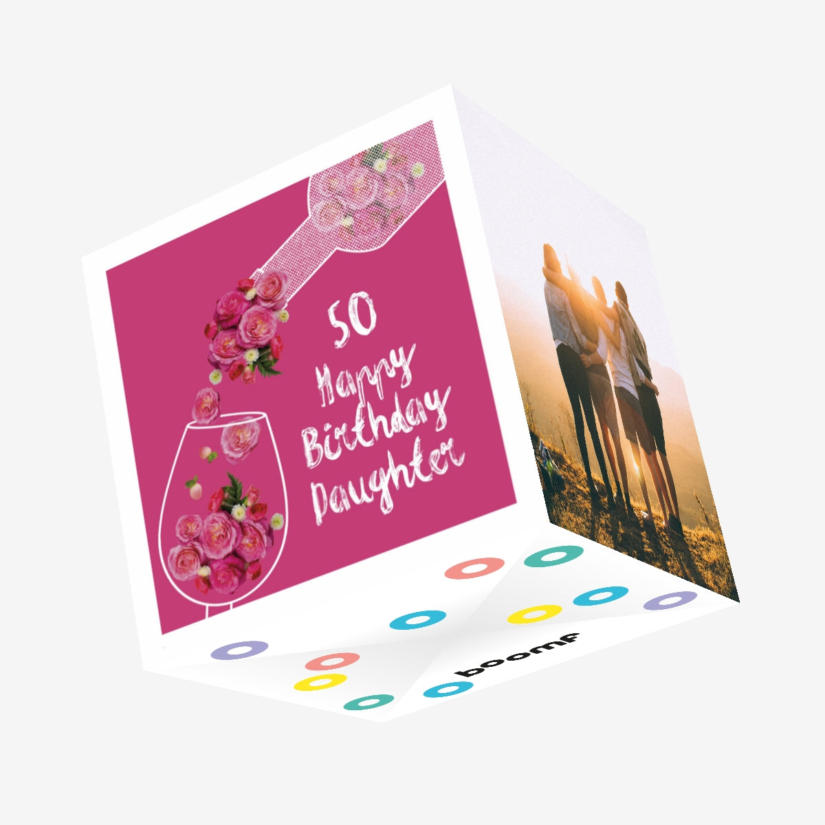 Auntie Birthday Card - Pink Roses And Flowers In Jug With Silver Foil 7.75x5.25
