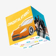 Orange Sports Car Congratulations Confetti-exploding Greetings Card