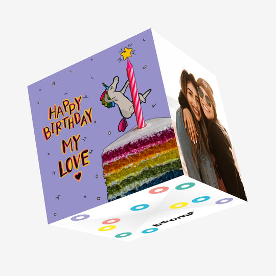 Happy Birthday Pole Dancing Unicorn Confetti-exploding Greetings Card