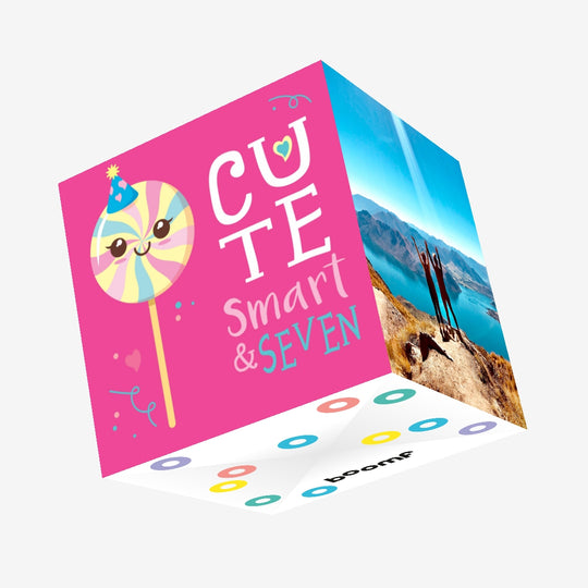 Cute Smart And Seven Happy Birthday Confetti-exploding Greetings Card