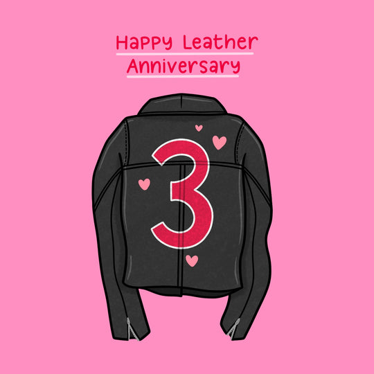 Leather Jacket 3rd Anniversary Card