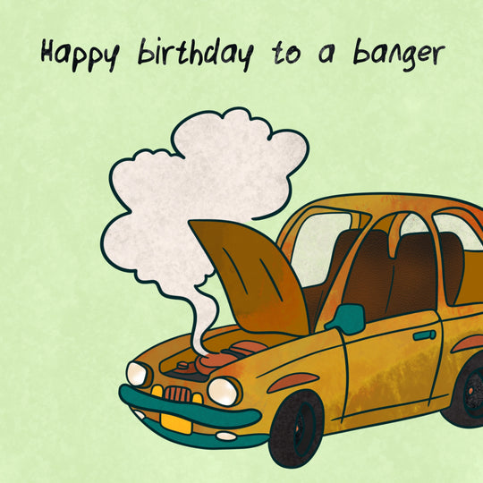Birthday Banger Old Car Card