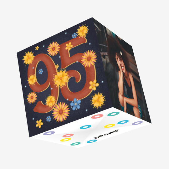 Night Flowers Happy 95th Birthday Confetti-exploding Greetings Card
