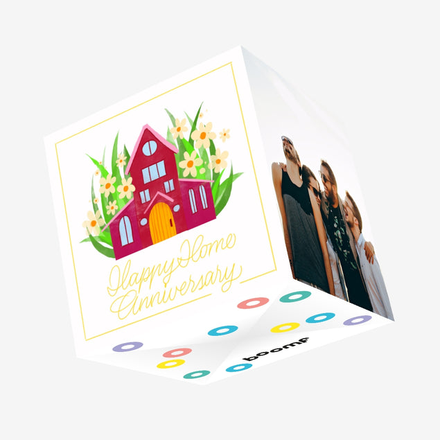 Happy Home Anniversary Flowers Confetti-exploding Greetings Card