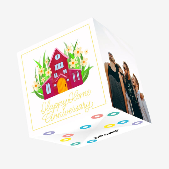 Happy Home Anniversary Flowers Confetti-exploding Greetings Card