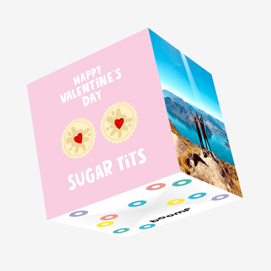 Sugar Tits Jammie Dodgers Valentine's Day Confetti-exploding Greetings Card