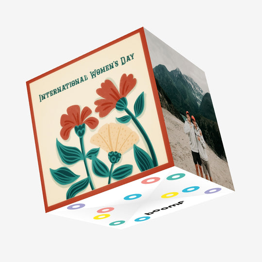 Vintage Flowers Happy International Women's Day Confetti-exploding Greetings Card