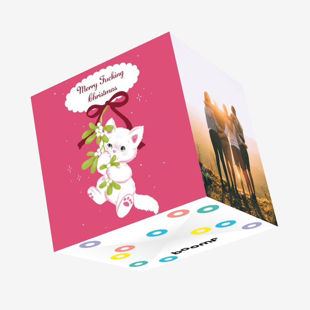Rude Cat Christmas Confetti-exploding Greetings Card