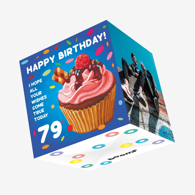 Happy 79th Birthday Cupcake Confetti-exploding Greetings Card