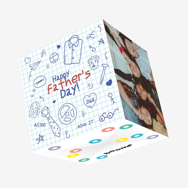 Happy Father's Day Doodle Blue Confetti-exploding Greetings Card