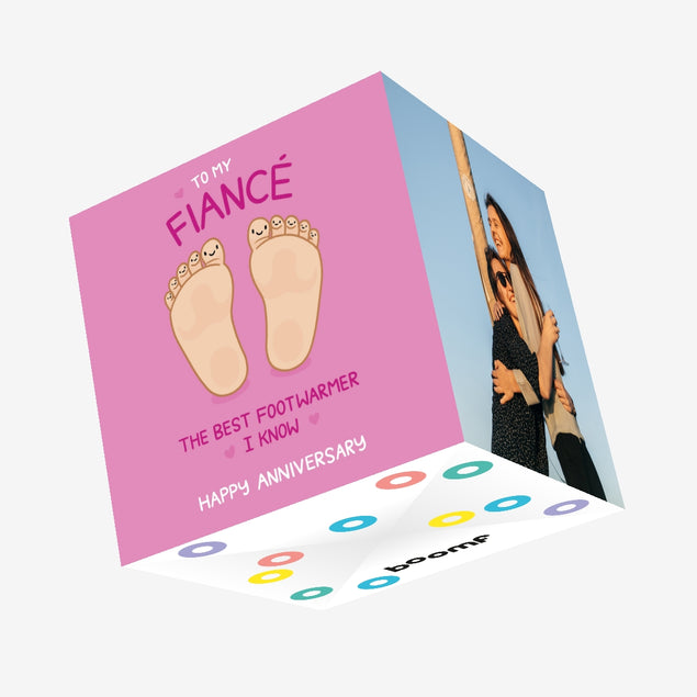 Happy Anniversary Fiance The Best Footwarmer I Know Confetti-exploding Greetings Card