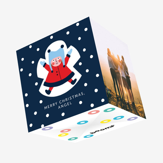 Cute Snow Angel Child Christmas Confetti-exploding Greetings Card