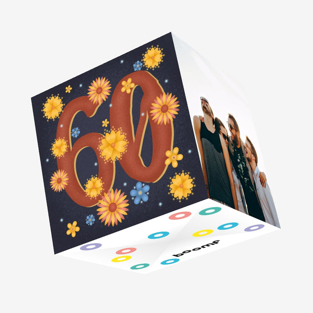 Night Flowers Happy 60th Birthday Confetti Exploding Greetings Card Boomf