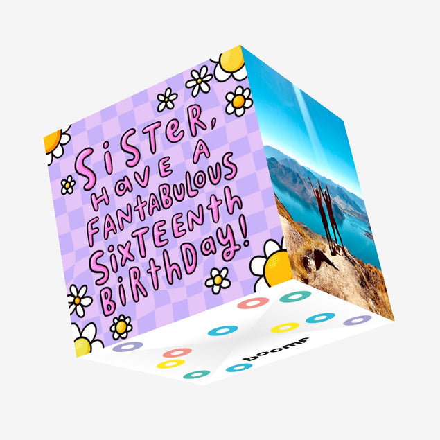 Sister Fantabulous 16th Birthday Confetti-exploding Greetings Card