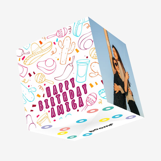 Happy Birthday Amiga Confetti-exploding Greetings Card