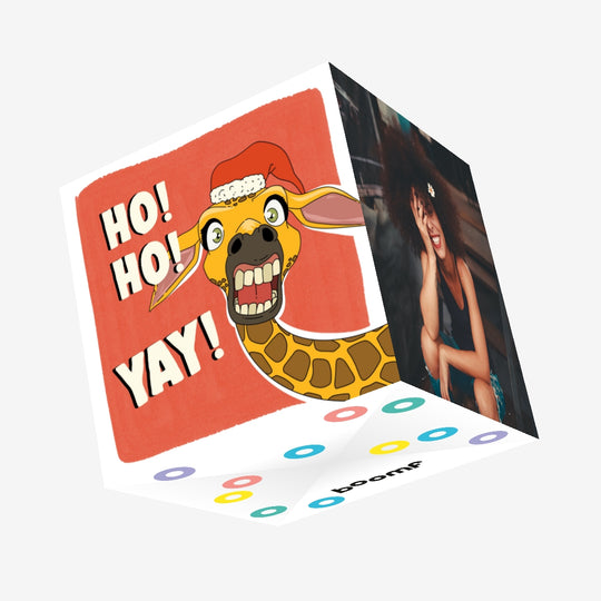 Merry Christmas Ho Ho Ho Crazy Giraffe Confetti-exploding Greetings Card