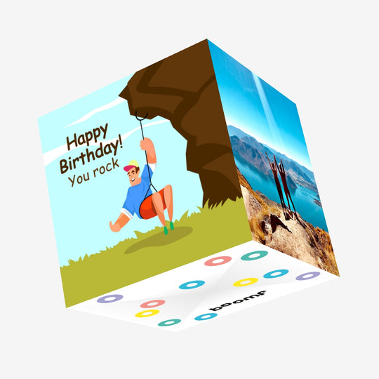Climbing Man Happy Birthday Confetti-exploding Greetings Card