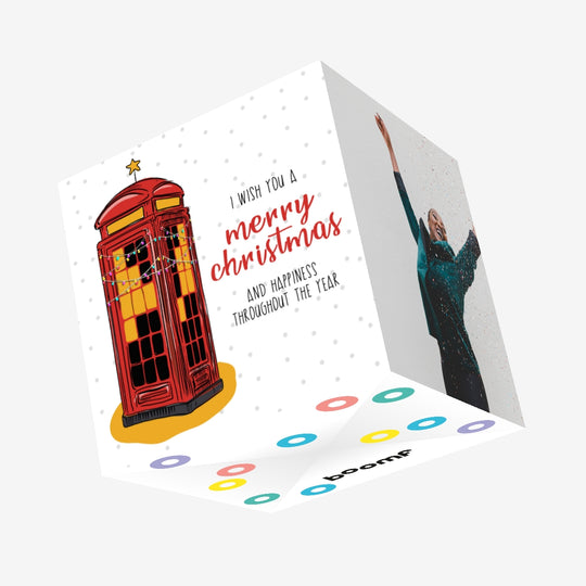 London Theme Merry Christmas Confetti-exploding Greetings Card