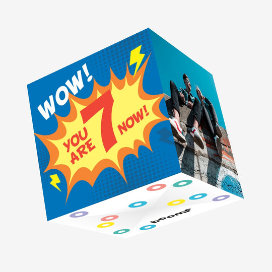 Wow You Are 7 Now Happy Birthday Confetti-exploding Greetings Card