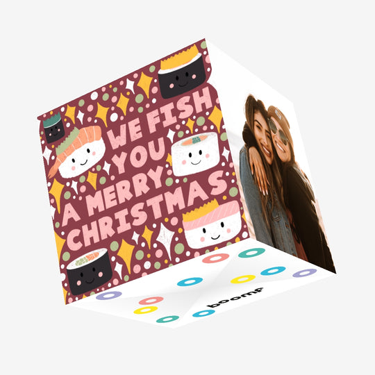 We Fish You A Merry Christmas Sushi Christmas Confetti-exploding Greetings Card