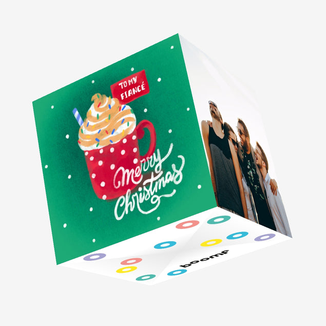 Merry Christmas Fiance Cocoa With Whipped Cream Confetti-exploding Greetings Card