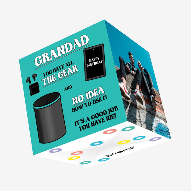 Grandad - All The Gear Confetti-exploding Greetings Card