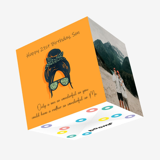 Happy 21st Birthday Wonderful Son Confetti-exploding Greetings Card