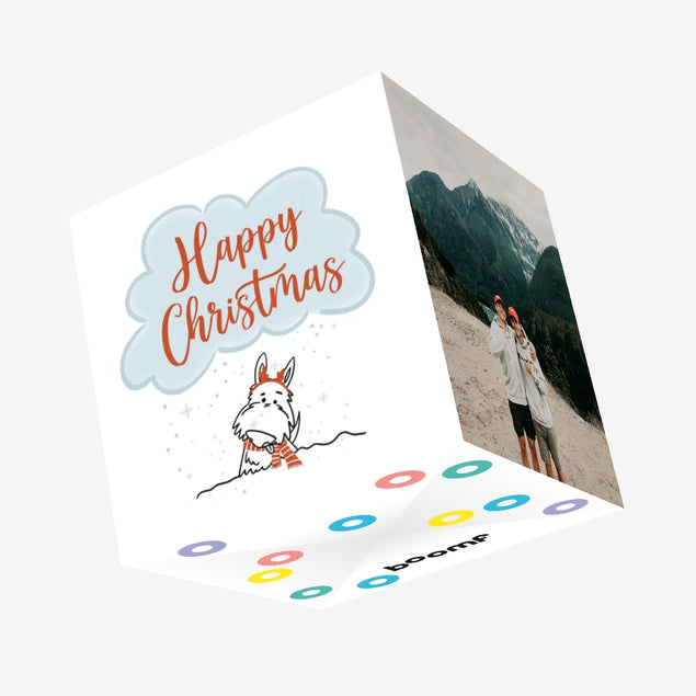 Merry Christmas Cute Scottie Dod And Snowflakes Confetti-exploding Greetings Card