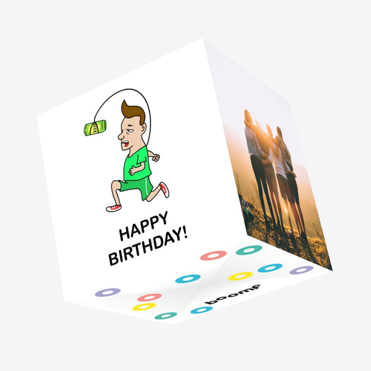 Running After Beer Happy Birthday Confetti-exploding Greetings Card