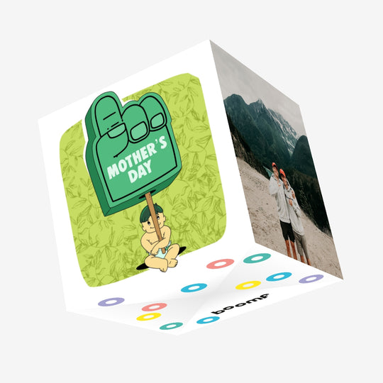 Happy First Mother's Day Green Confetti-exploding Greetings Card