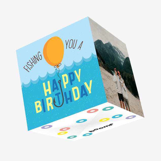 Happy Birthday Fishing Balloon Confetti-exploding Greetings Card