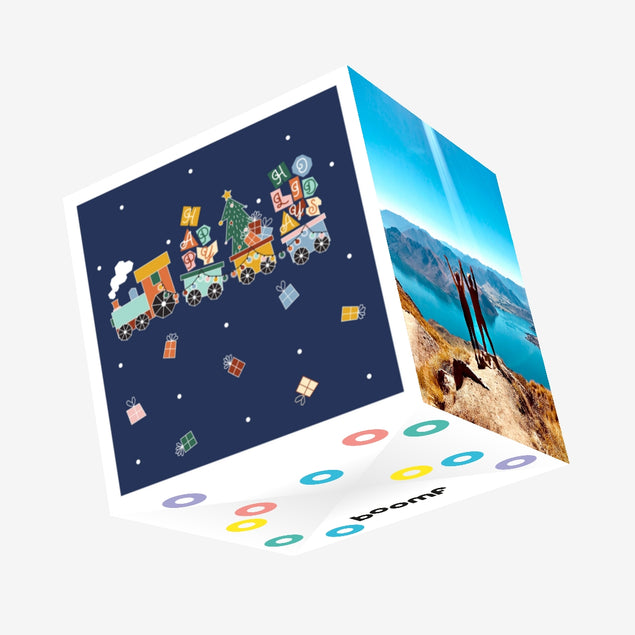 Happy Holidays Toy Train Confetti-exploding Greetings Card