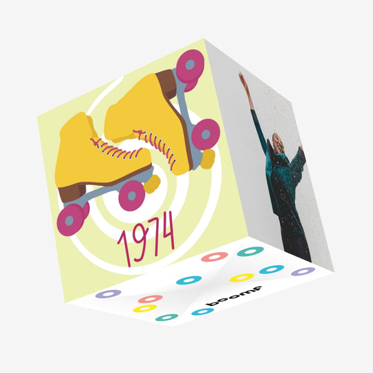 Happy Birthday 1974 Roller Skate Confetti-exploding Greetings Card