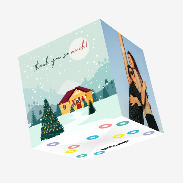 Thank You So Much Marvelous Christmas Scenery Confetti-exploding Greetings Card