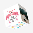 Cute Flamingo Couple Happy Valentine's Day Confetti-exploding Greetings Card