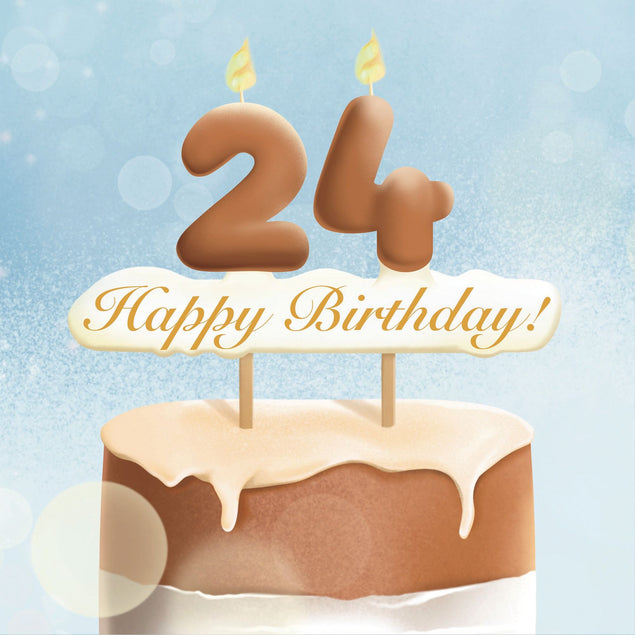 24th Happy Birthday Cake Card