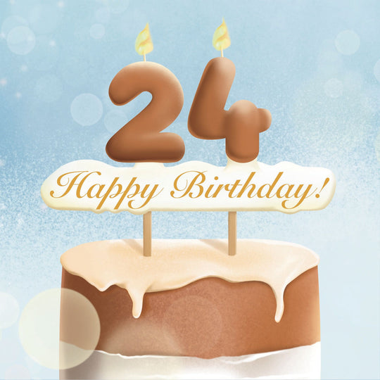 24th Happy Birthday Cake Card