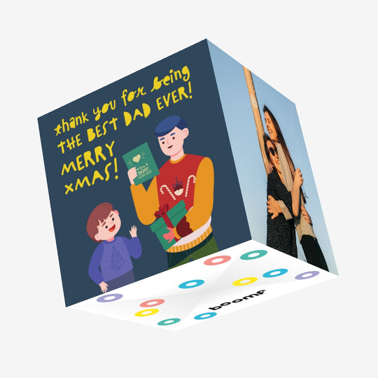 Merry Christmas Thank You For Being The Best Dad Ever Happy Dad And His Son Confetti-exploding Greetings Card