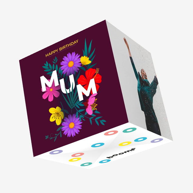 Floral Mum Birthday Confetti-exploding Greetings Card