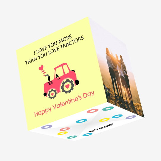 Tractor I Love You More Happy Valentine's Day Confetti-exploding Greetings Card