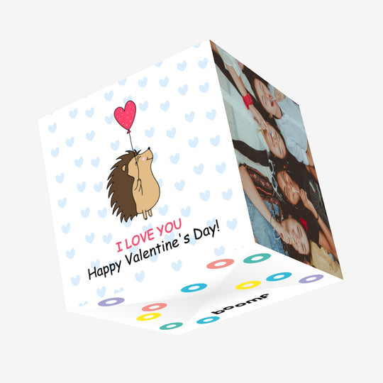 Hedgehog With Balloon Valentine's Confetti-exploding Greetings Card